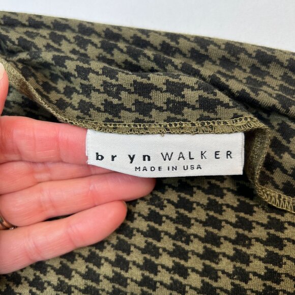 bryn Walker Dimitri Nocola Houndstooth Tunic Top Olive Green Black Large - Picture 4 of 12